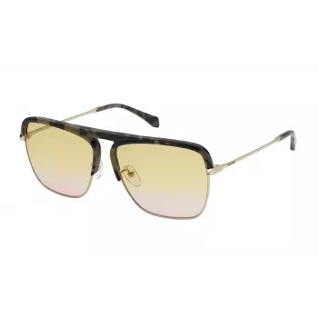 ZADIG & VOLTAIRE SZV321 Okulary przeciwsłoneczne - Męska oprawka pilotka kwadratowa - Czarna - Soczewki z szarym odcieniem - 60/13/140 mm