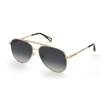 ZADIG & VOLTAIRE SZV415-600300 Męskie okulary przeciwsłoneczne prostokątne, czarna oprawka, szare szkła, 60/17/140 mm