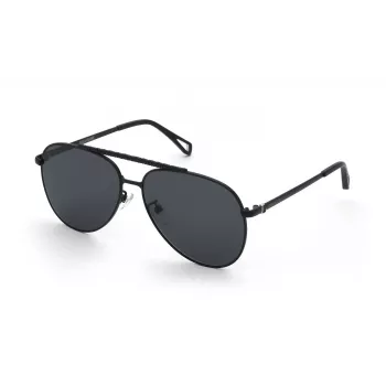 ZADIG & VOLTAIRE SZV415-600531 Unisex Kwadratowe Okulary Przeciwsłoneczne, Czarna Oprawka Acetatowa, Szare Soczewki Poliwęglanowe, Ochrona UV400