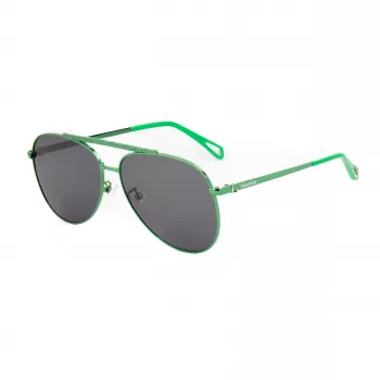 ZADIG & VOLTAIRE SZV415-600G09 Damskie okulary przeciwsłoneczne prostokątne - czarna oprawka acetatowa, szare soczewki poliwęglanowe, ochrona UV400