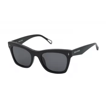 ZADIG & VOLTAIRE Damskie prostokątne okulary przeciwsłoneczne SZV373-530700 Czarny/Szary 53mm