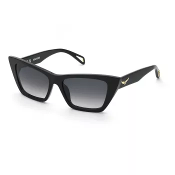 Okulary przeciwsłoneczne ZADIG & VOLTAIRE damskie SZV419-550700 Czarna oprawka acetatowa kwadratowa soczewki gradientowe szare 55mm