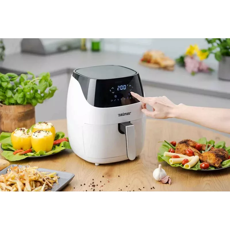 Zelmer ZAF5501W Frytownica beztłuszczowa, 5L, 1500W, Dotykowy panel, Biała