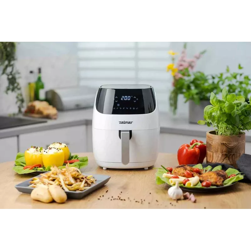 Zelmer ZAF5501W Frytownica beztłuszczowa, 5L, 1500W, Dotykowy panel, Biała