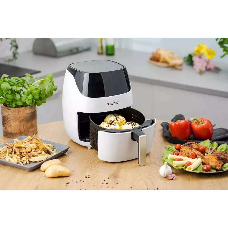 Zelmer ZAF5501W Frytownica beztłuszczowa, 5L, 1500W, Dotykowy panel, Biała