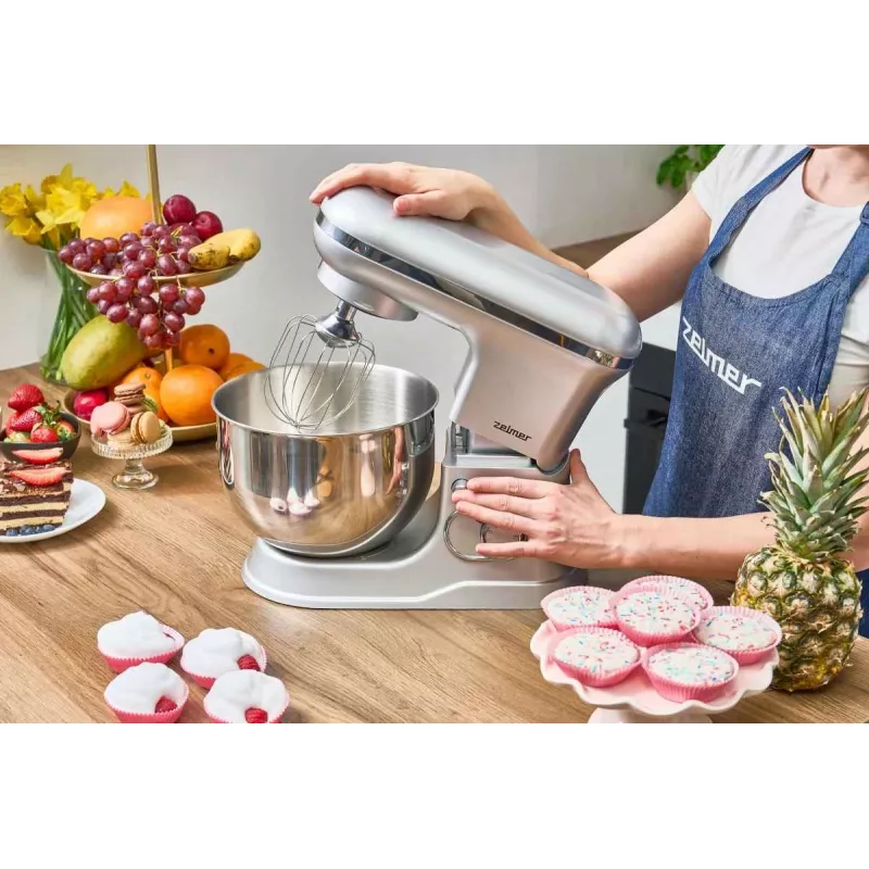 Zelmer ZKR1360 Robot kuchenny – 1300 W, misa 5.5 L, mieszanie planetarne, czarny/srebrny