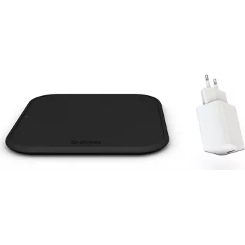 Zens Single Wireless Charger Combi Pack USB – ładowarka bezprzewodowa Qi z certyfikatem, 10W szybkie ładowanie, z adapterem sieciowym 12W, czarna