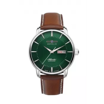 Zeppelin Atlantic 84664 Zegarek automatyczny, 40 mm, czarna tarcza, brązowy pasek skórzany