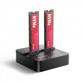 AXAGON ADSA-M2C22L stacja na dwa dyski M.2 NVMe SSD, USB-C 20Gbps, klonowanie