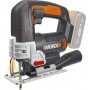 WORX WX543.9 20V wyrzynarka akumulatorowa z 4 ustawieniami wahadłowymi, beznarzędziowa wymiana brzeszczotu, światło LED, zdolność cięcia drewna 80 mm