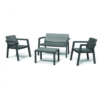 KETER Zestaw mebli ogrodowych Emily Patio Set z poduszkami szary/jasnoszary