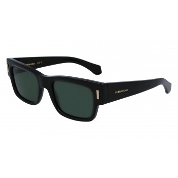 Ferragamo Męskie Okulary Przeciwsłoneczne SF2011S-001 Prostokątne, Czarna Oprawka, Szare Soczewki, 53mm