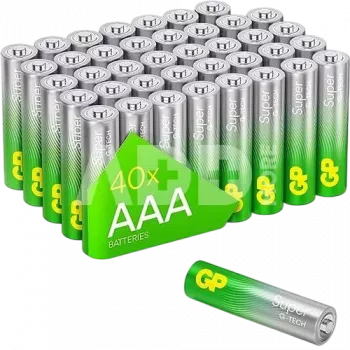 Alkaliczne baterie AAA w opakowaniu GP 03024AETA-B40 — 40 sztuk, Micro (AAA) Super Alkaline