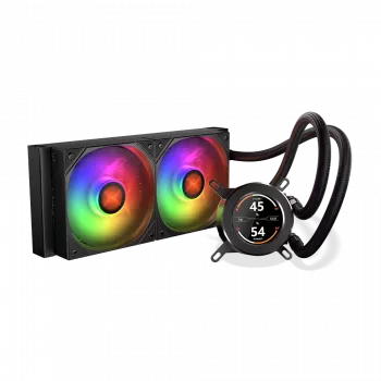 Chłodzenie cieczą procesora AIO 240 mm KRUX HydroGlance 240 ARGB LCD — chłodnica 240 mm, podświetlenie ARGB, wyświetlacz LCD