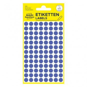 Avery Zweckform 3591 – usuwalne kółka do zaznaczania, Ø 8 mm, niebieskie, 416 szt.